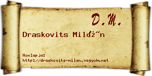 Draskovits Milán névjegykártya