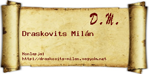 Draskovits Milán névjegykártya
